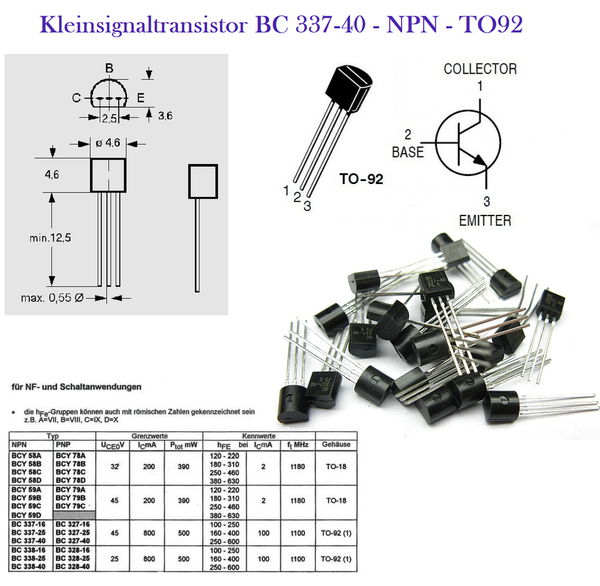 10 X Kleinsignaltransistor BC 337-40 - NPN - TO92