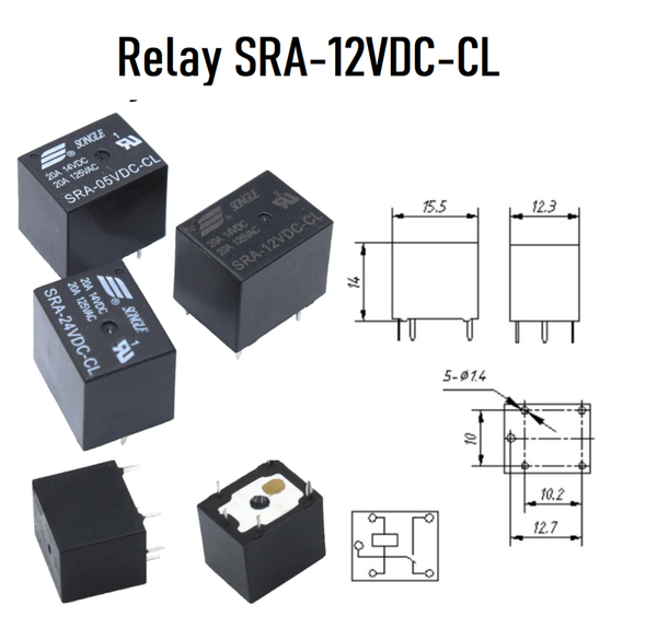 10 X Relay SRA-12VDC-CL 5Pin PCB Typ