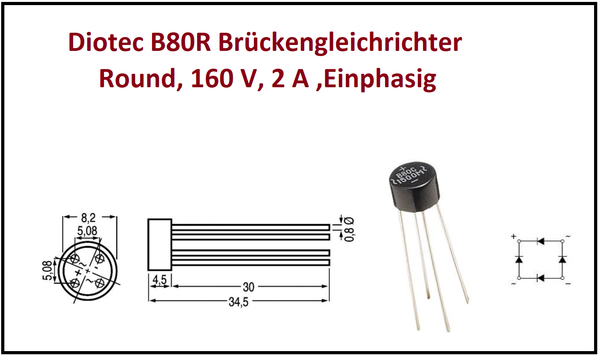 10 x Brückengleichrichter B80R